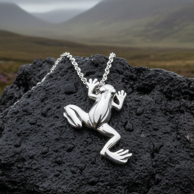 Jumping Frog Necklace in Sterling Silver