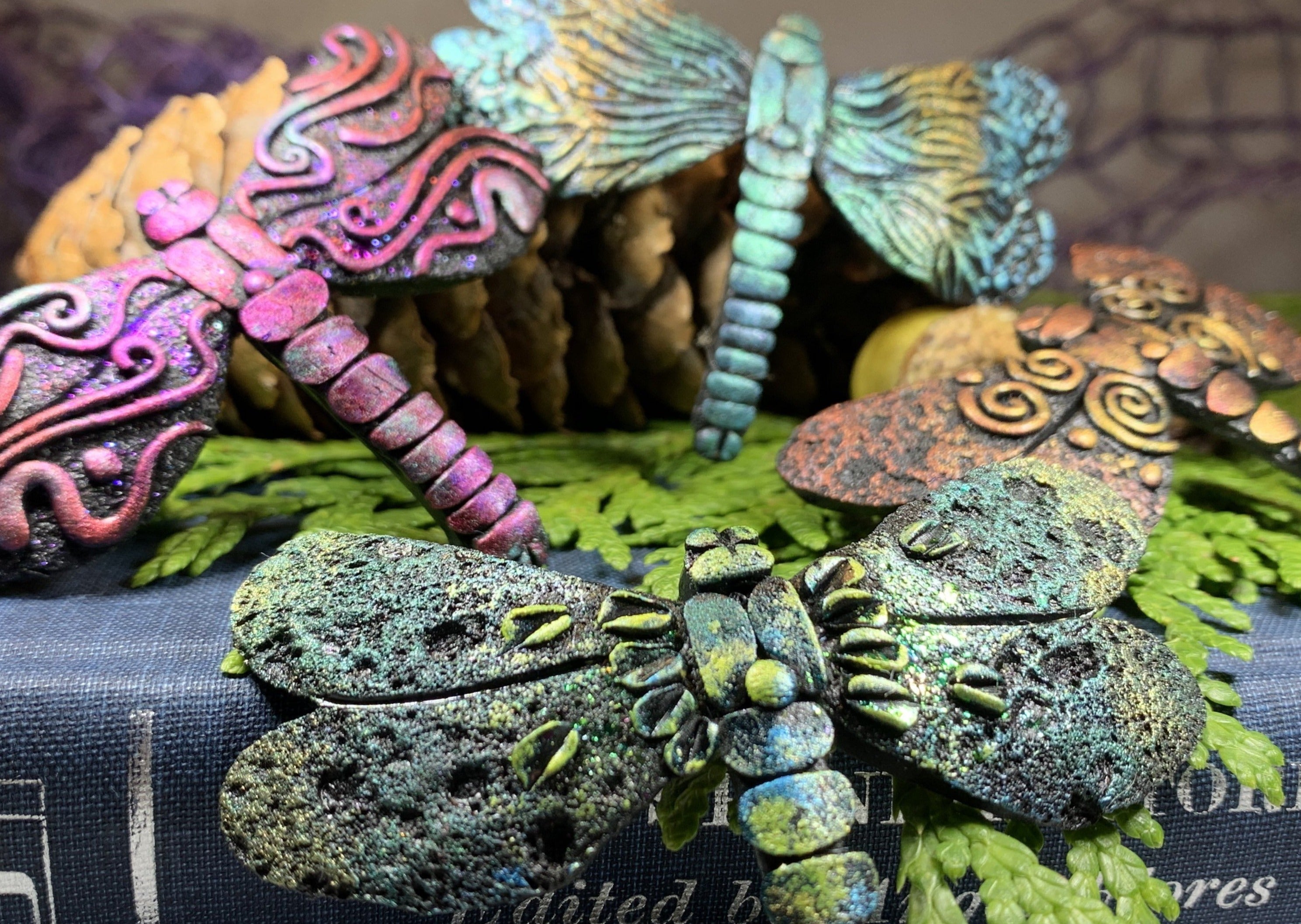 Mystical Forest Dragonfly Brooch - Handmade in Scotland