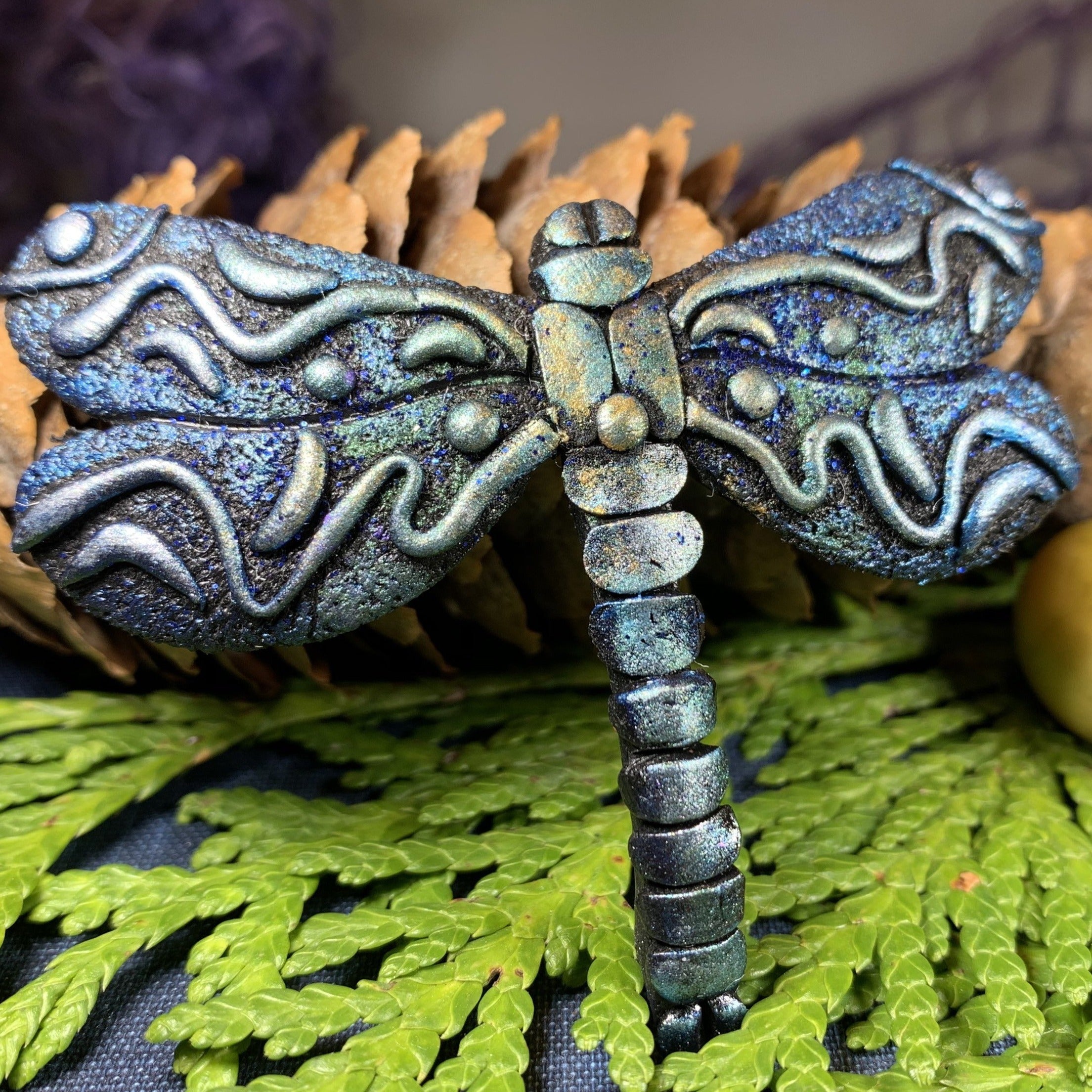 Mystical Forest Dragonfly Brooch - Handmade in Scotland