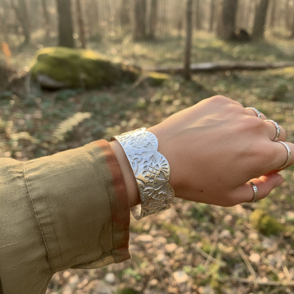 Thistle Love Cuff Bracelet - Handmade in Scotland