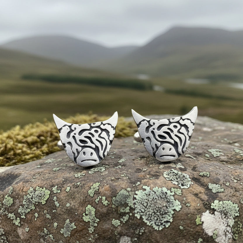 Scottish Highland Cow Cufflinks - Handmade in Scotland
