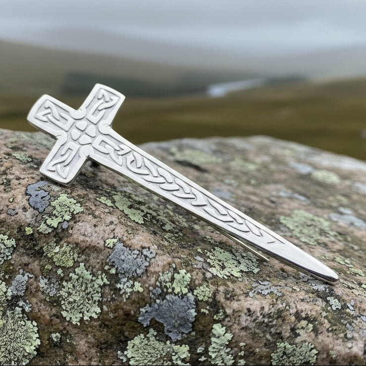 Celtic Cross Kilt Pin - Handmade in Scotland