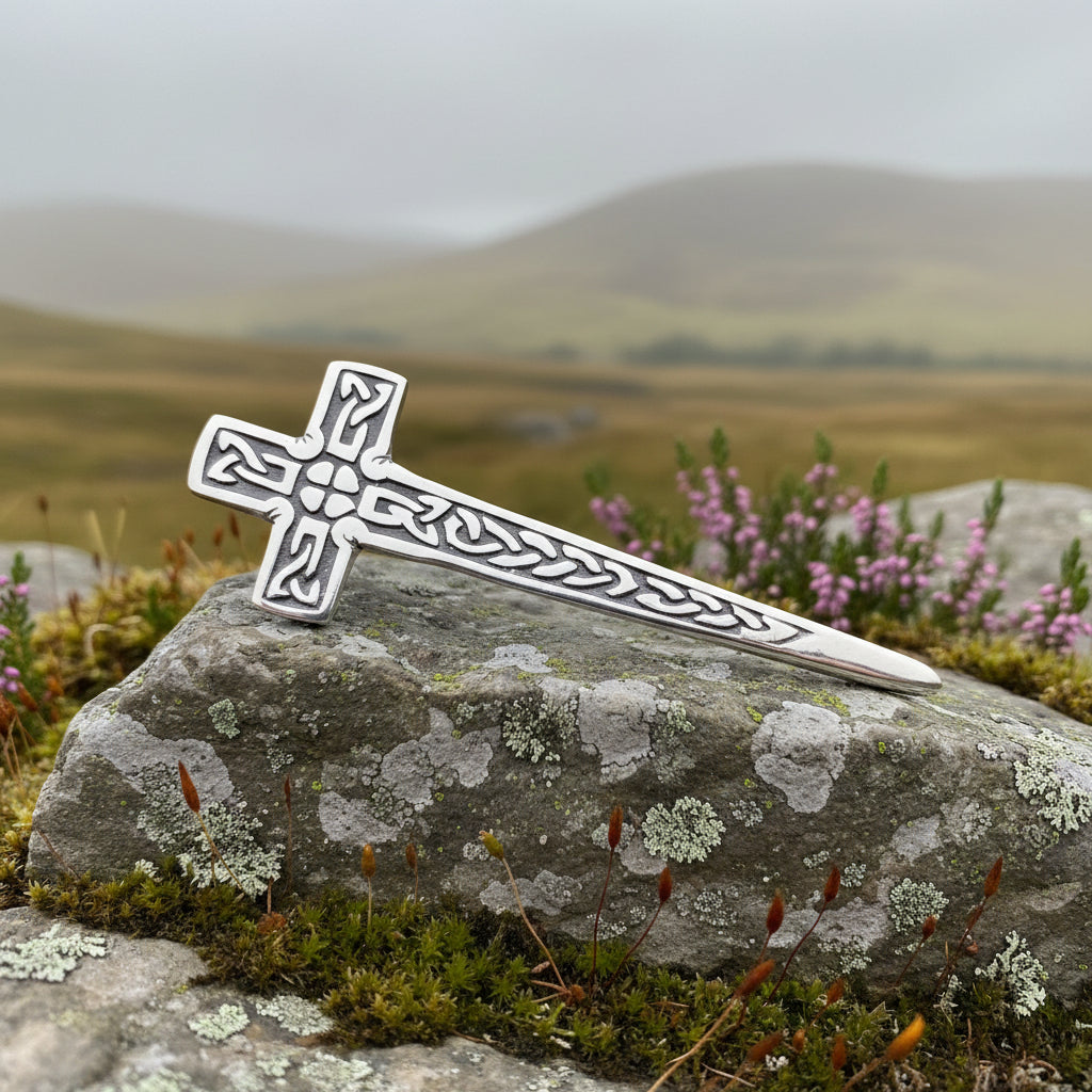 Celtic Cross Kilt Pin - Handmade in Scotland