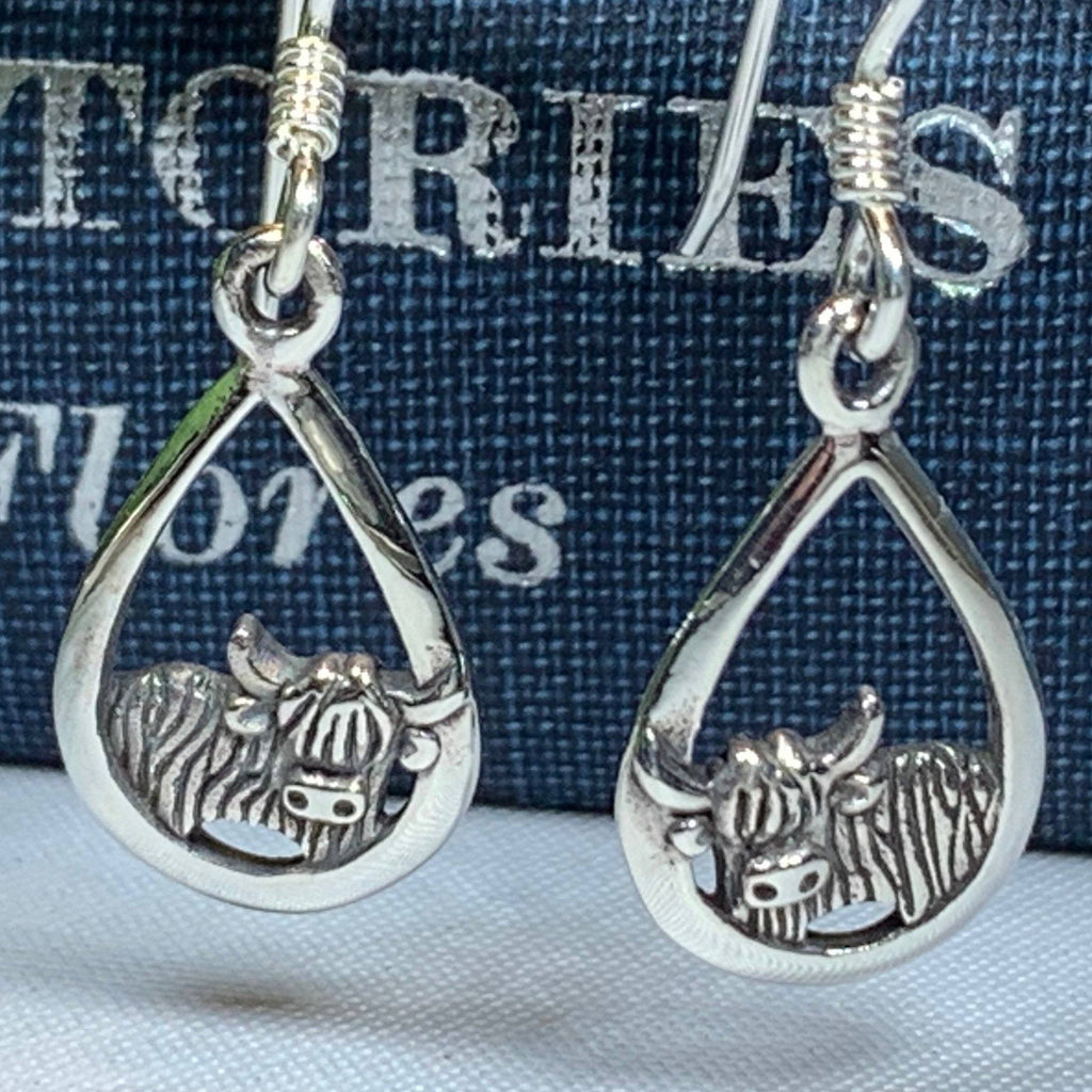 Galloway Scottish Highland Cow Earrings in Sterling Silver