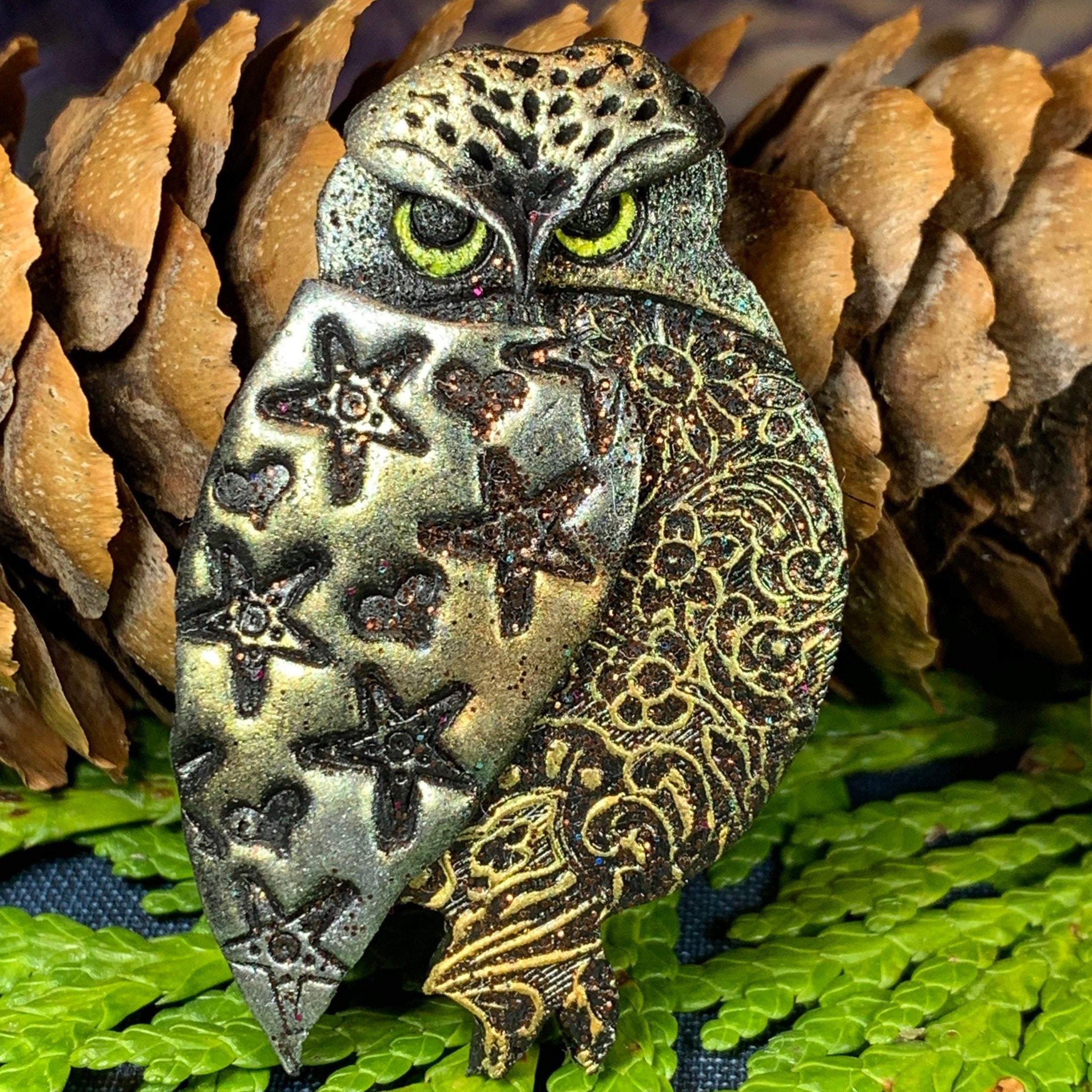 Magical Owl Brooch - Handmade in Scotland