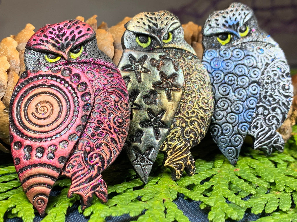 Magical Owl Brooch - Handmade in Scotland