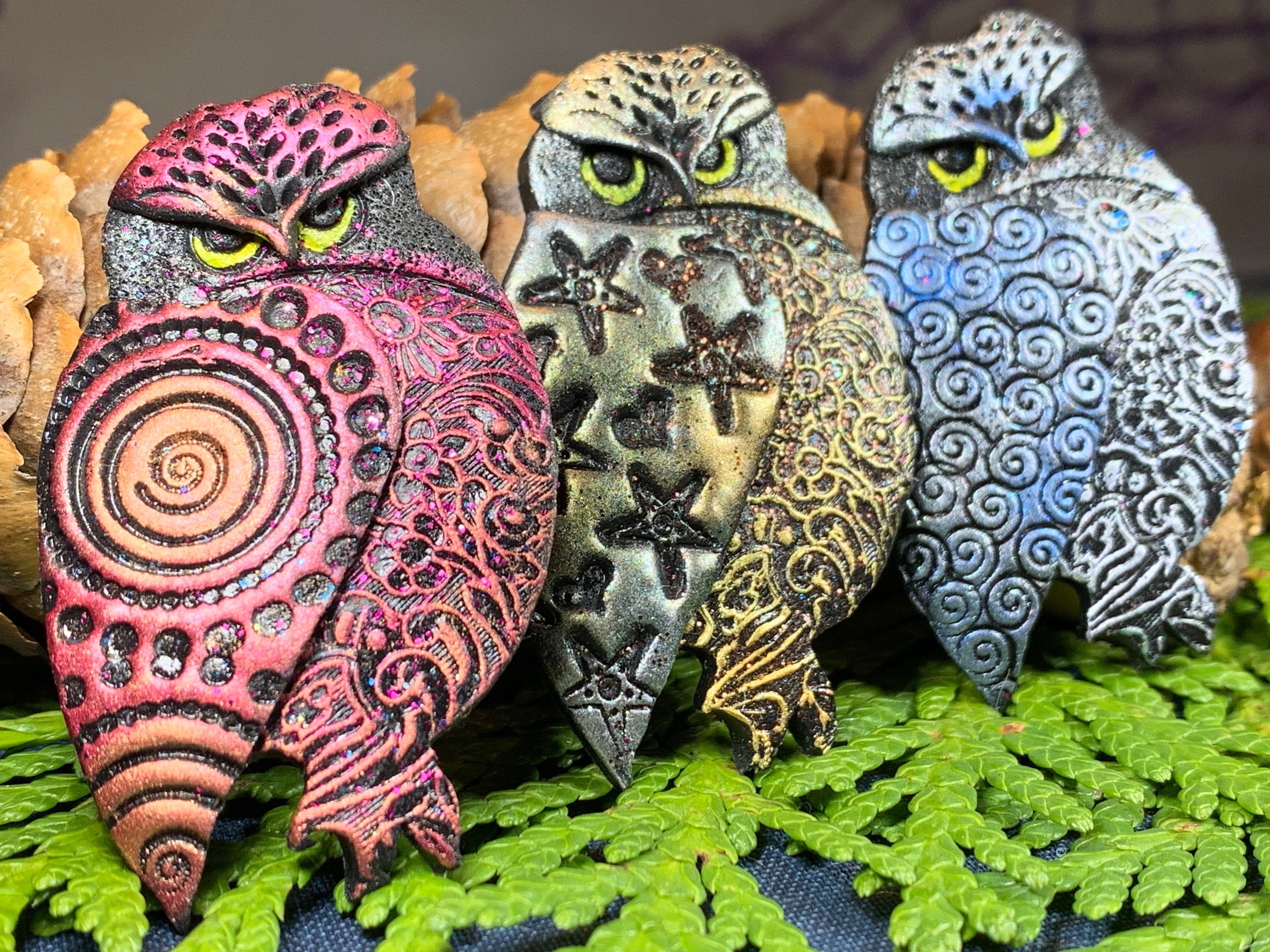 Magical Owl Brooch - Handmade in Scotland