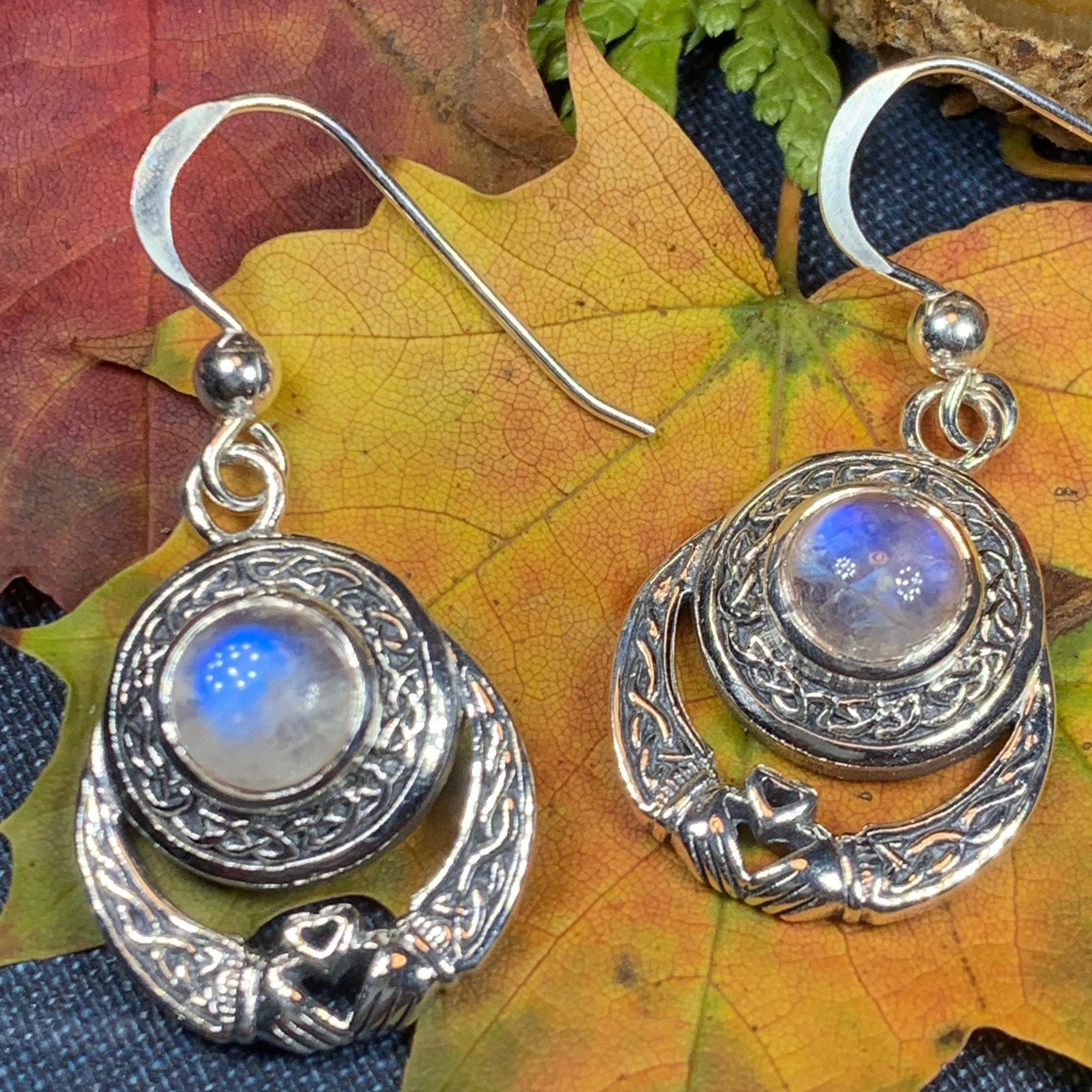 Tess Irish Claddagh Moonstone Earrings