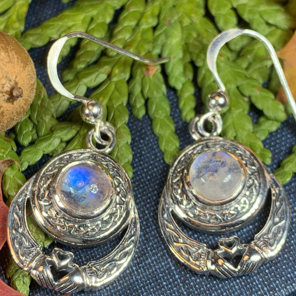 Tess Irish Claddagh Moonstone Earrings