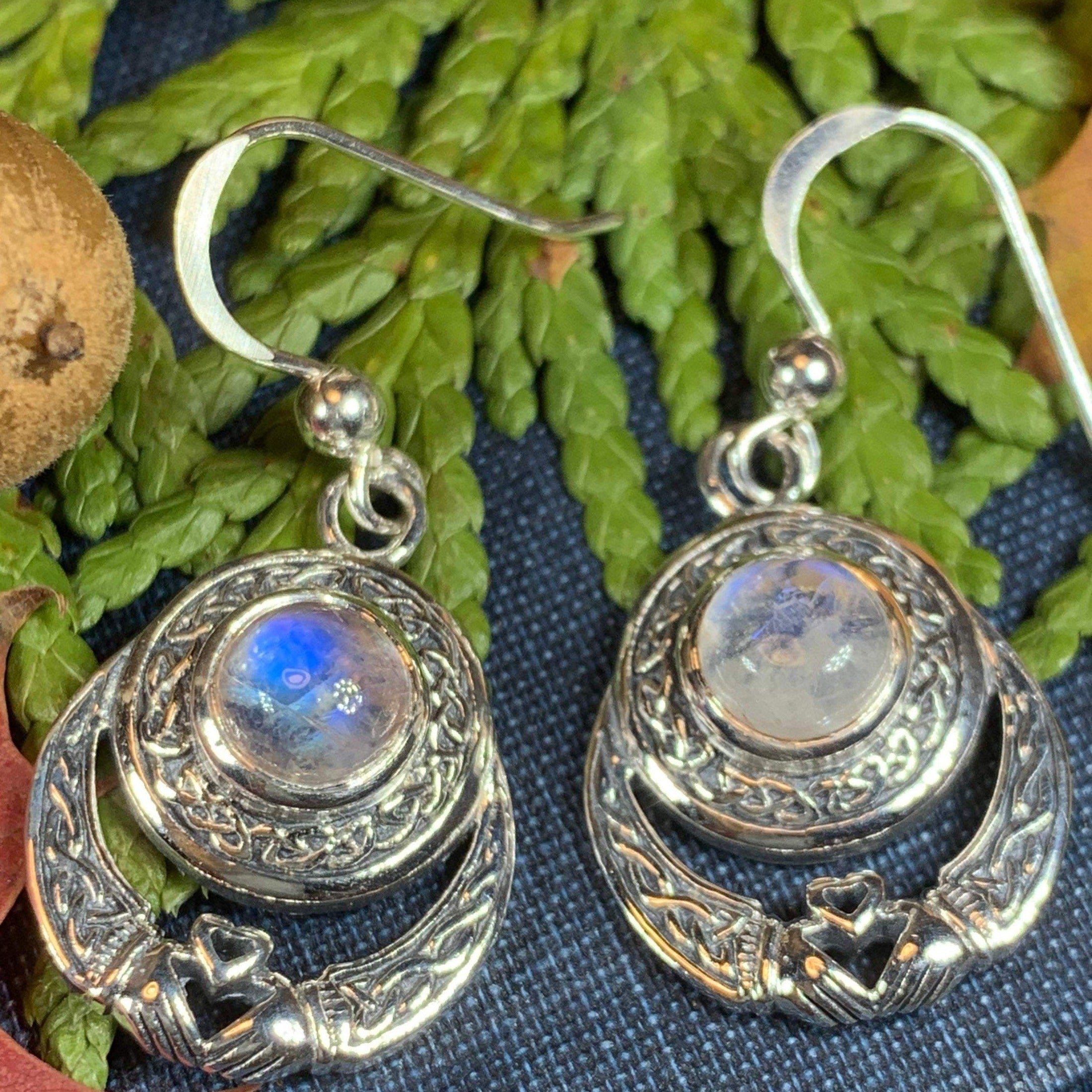Tess Irish Claddagh Moonstone Earrings