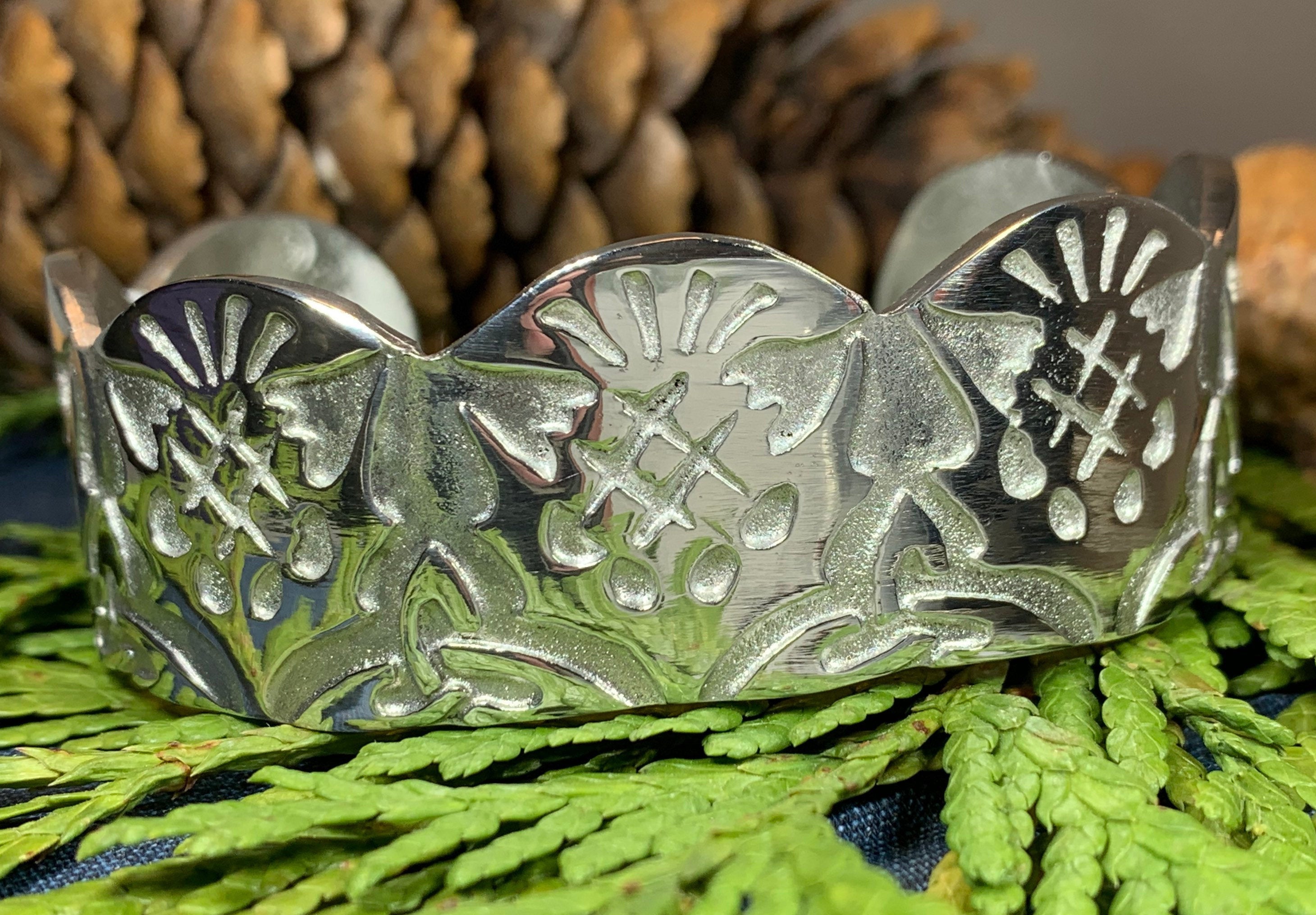 Thistle Love Cuff Bracelet - Handmade in Scotland
