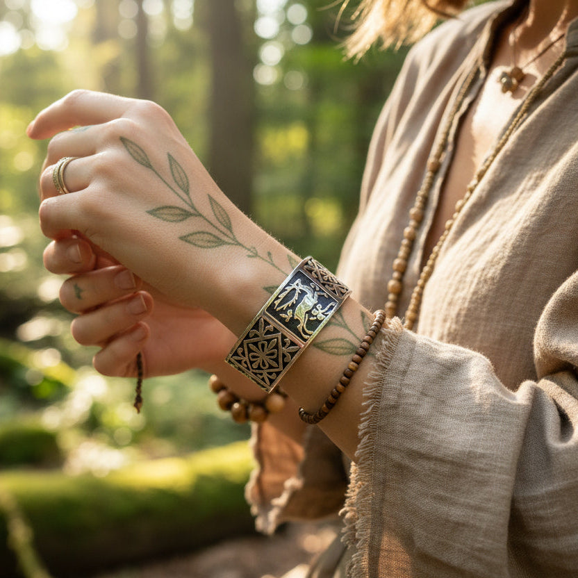 Celtic Stag Cuff Bracelet - Handmade in Scotland