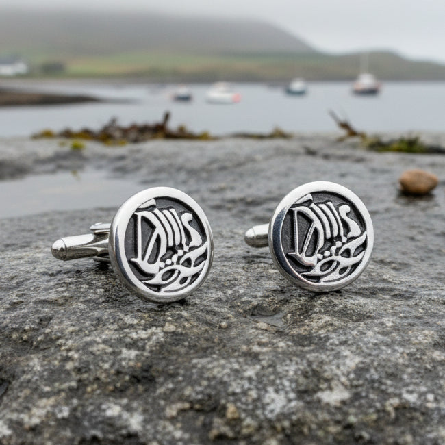 Viking Ship Pewter Cufflinks - Handmade in Scotland