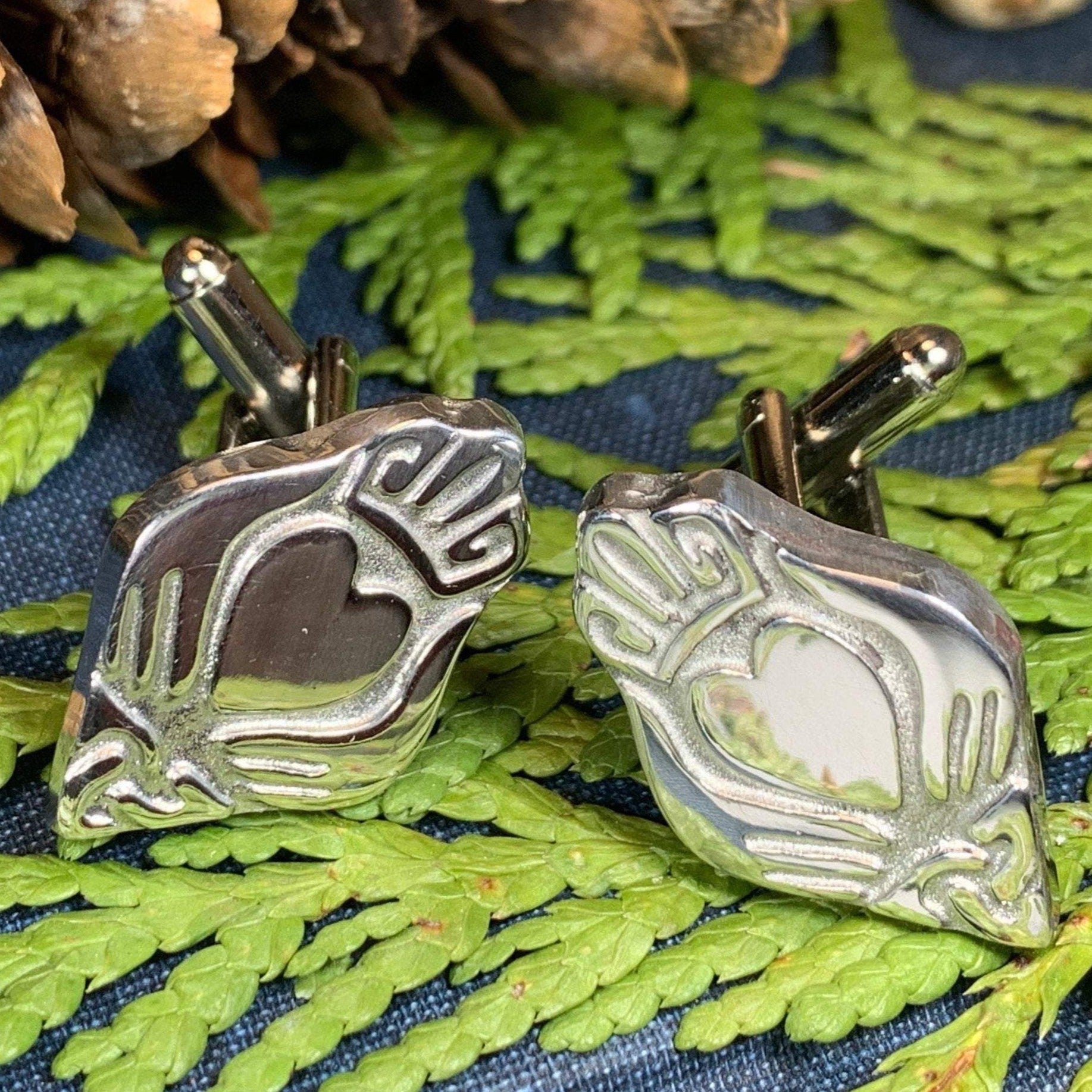Modern Claddagh Cuff Links for Men