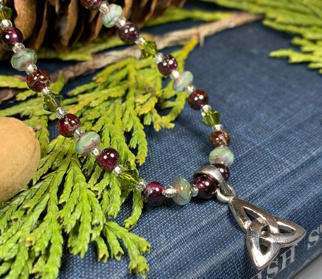Wine & Roses Trinity Knot Necklace