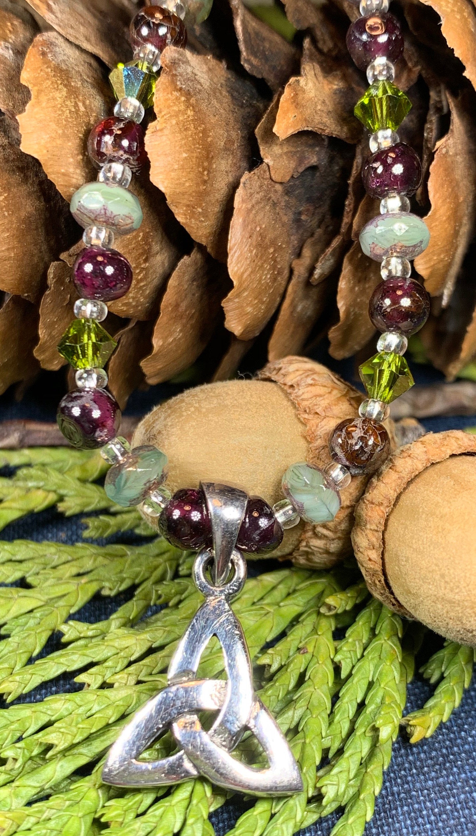 Wine & Roses Trinity Knot Necklace