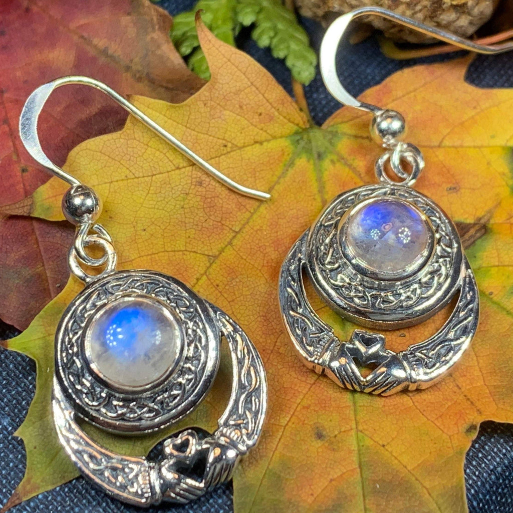 Tess Irish Claddagh Moonstone Earrings