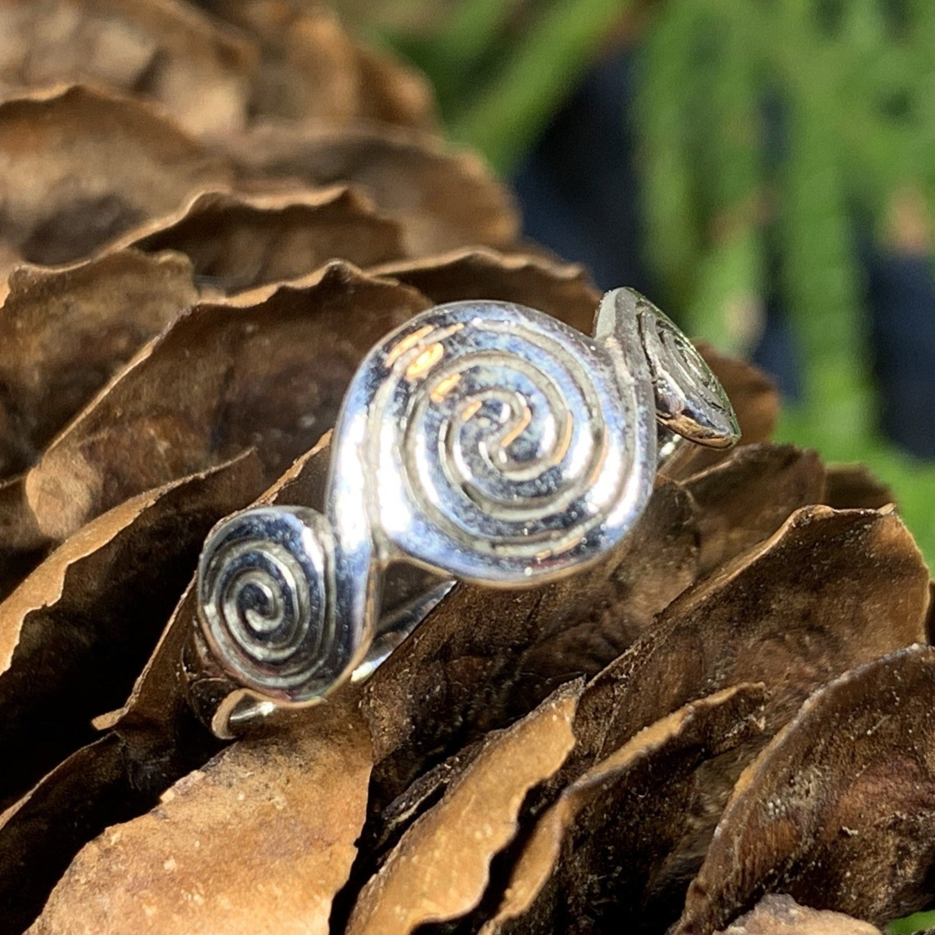 Newgrange Triple Spiral Ring in Sterling Silver