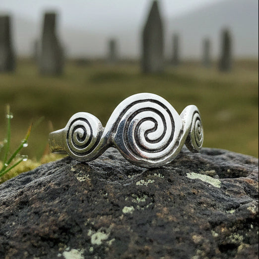 Newgrange Triple Spiral Ring in Sterling Silver