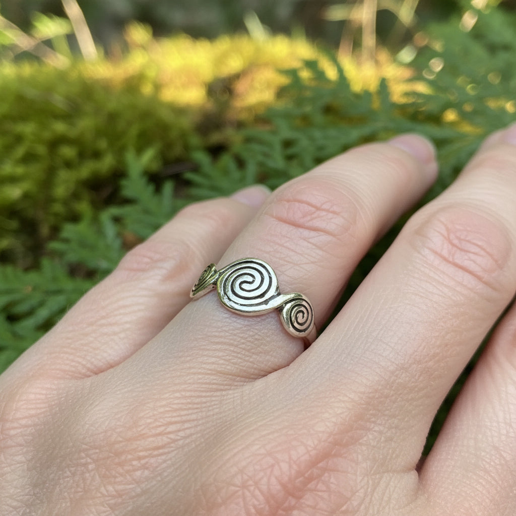 Newgrange Triple Spiral Ring in Sterling Silver