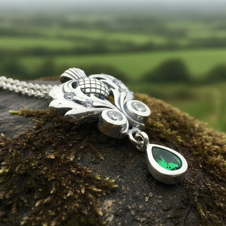 Scottish Aberdeen Thistle Necklace in Sterling Silver
