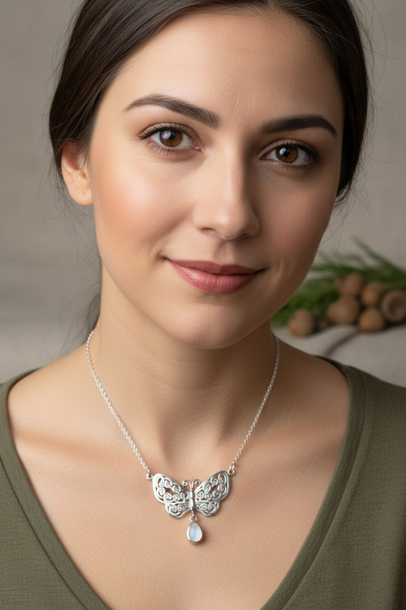 Meadow Celtic Butterfly Necklace in Sterling Silver