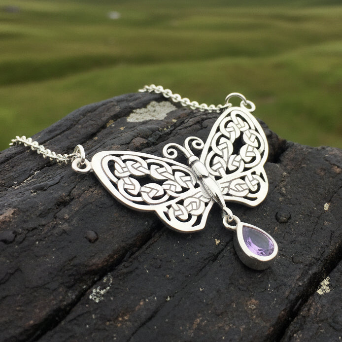 Meadow Celtic Butterfly Necklace in Sterling Silver