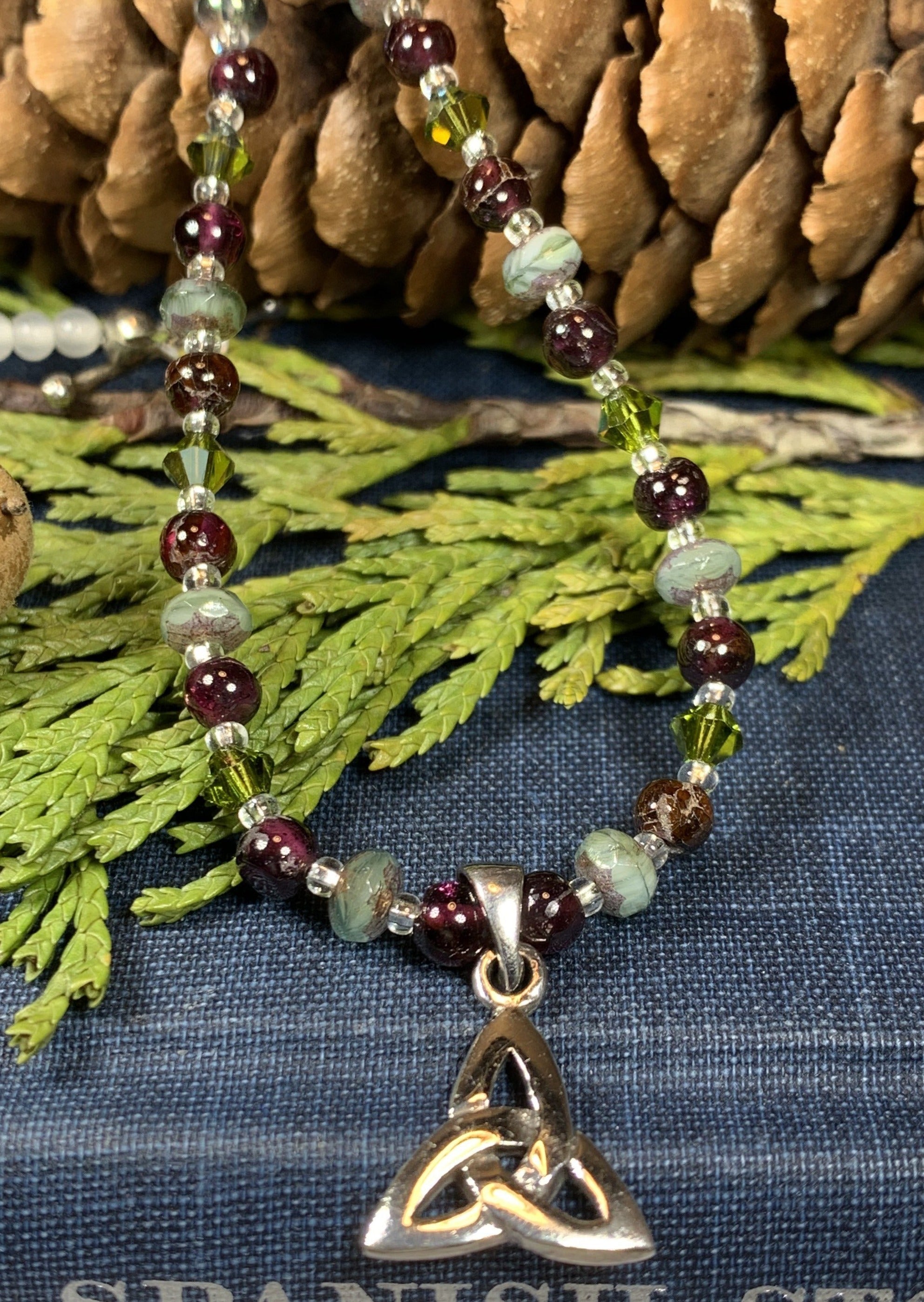 Wine & Roses Trinity Knot Necklace