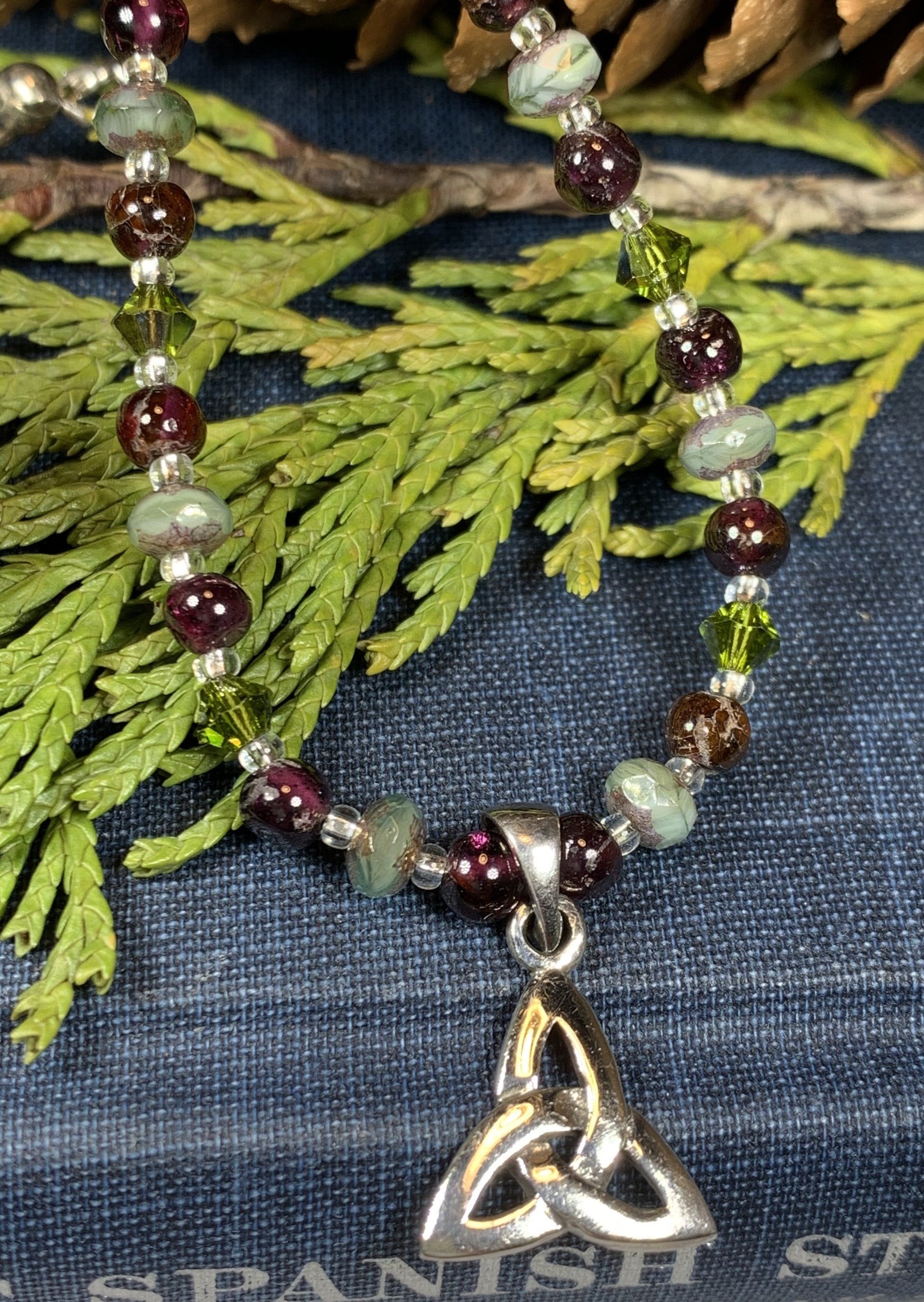 Wine & Roses Trinity Knot Necklace