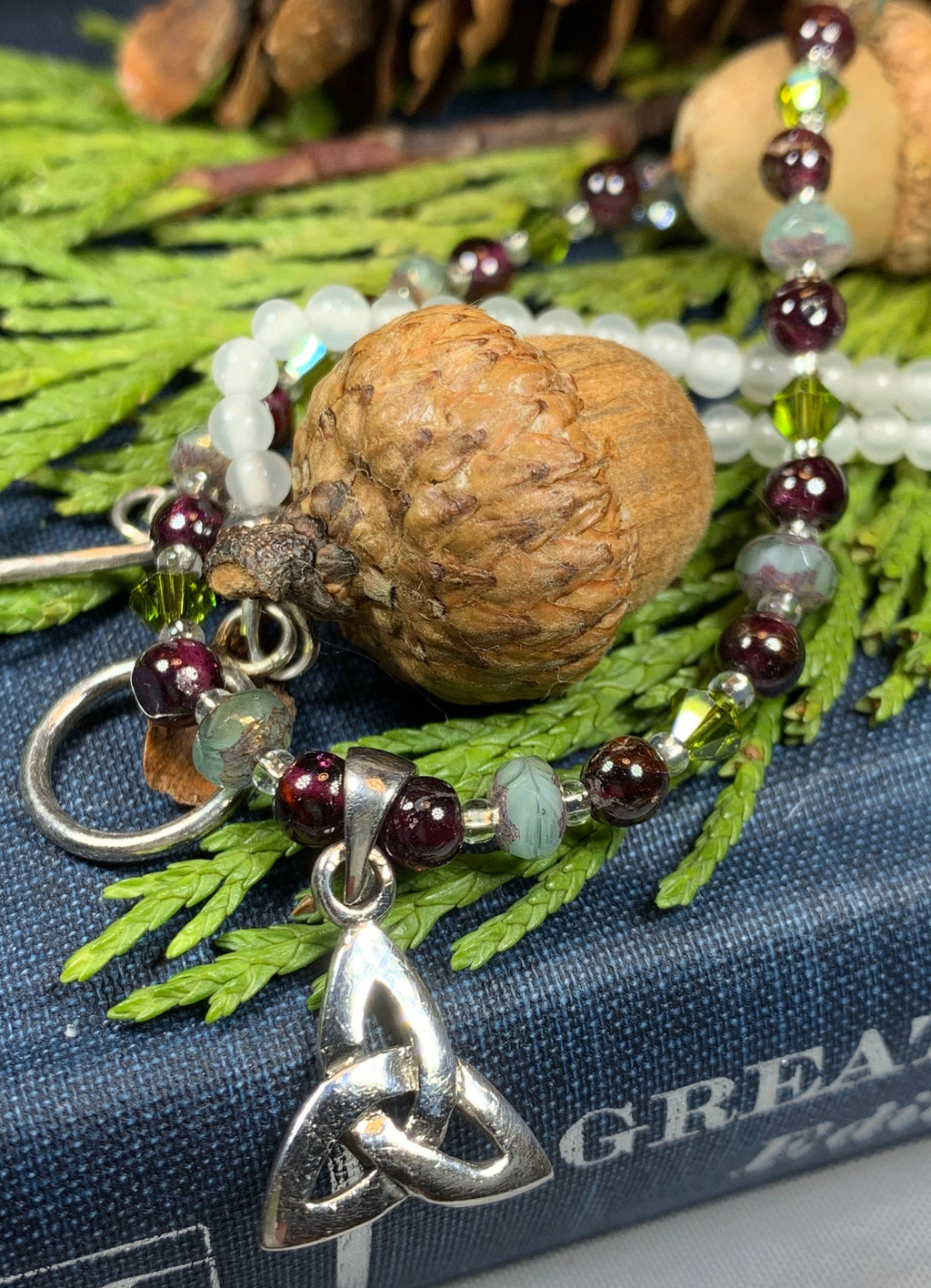 Wine & Roses Trinity Knot Necklace
