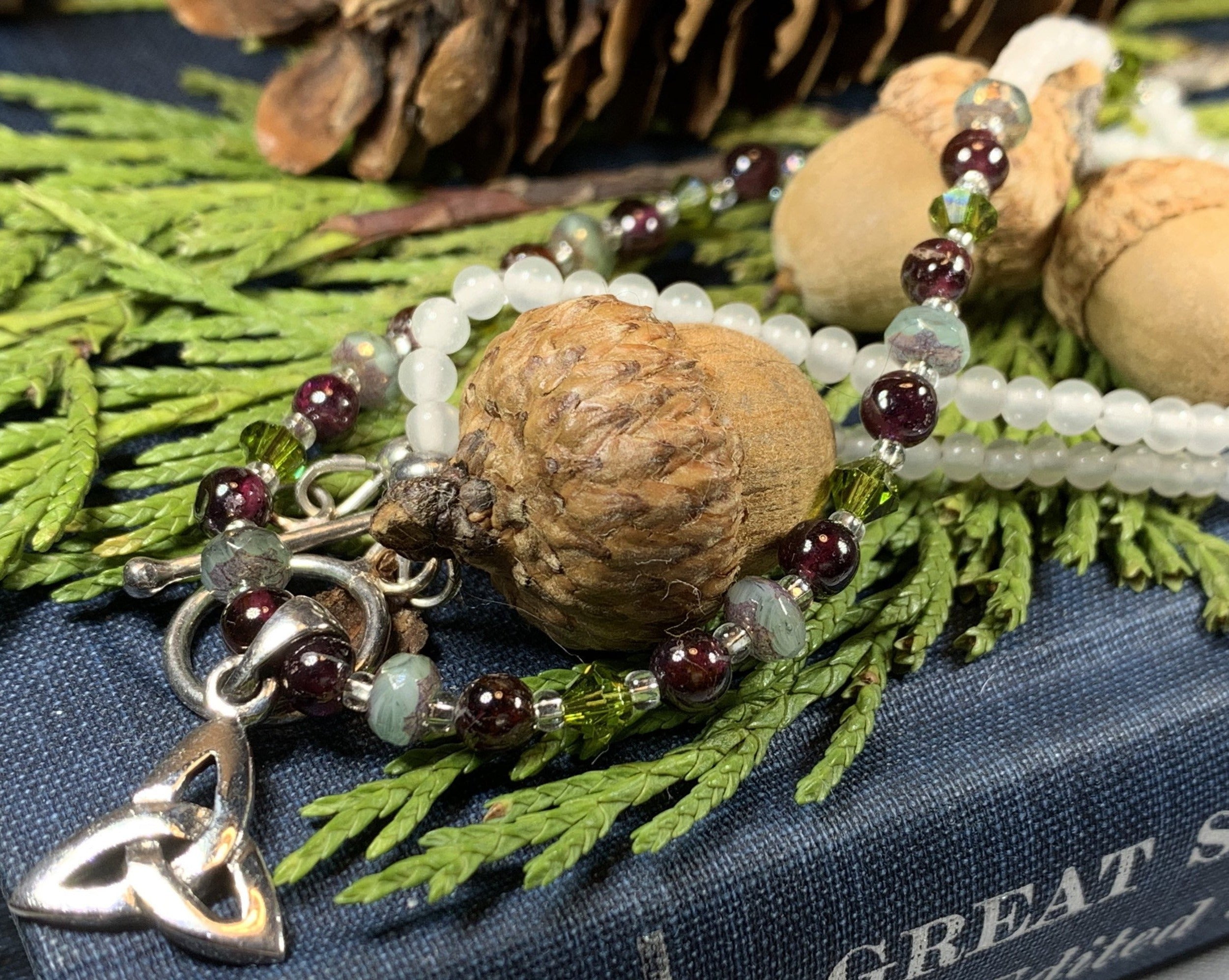 Wine & Roses Trinity Knot Necklace