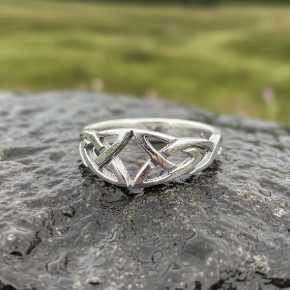 Open Celtic Trinity Knot Ring in Sterling Silver
