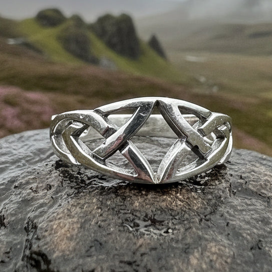 Open Celtic Trinity Knot Ring in Sterling Silver