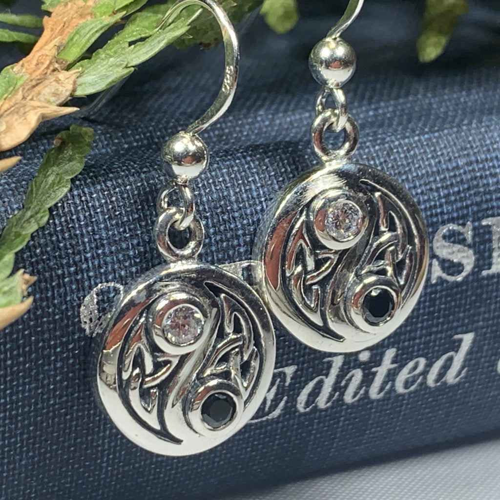 Celtic Yin Yang Earrings in Sterling Silver