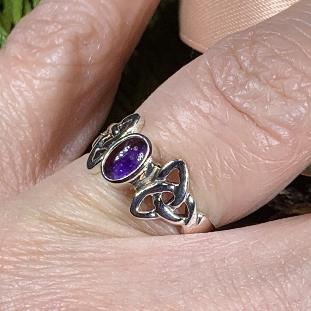Rori Celtic Trinity Knot Amethyst Ring in Sterling Silver