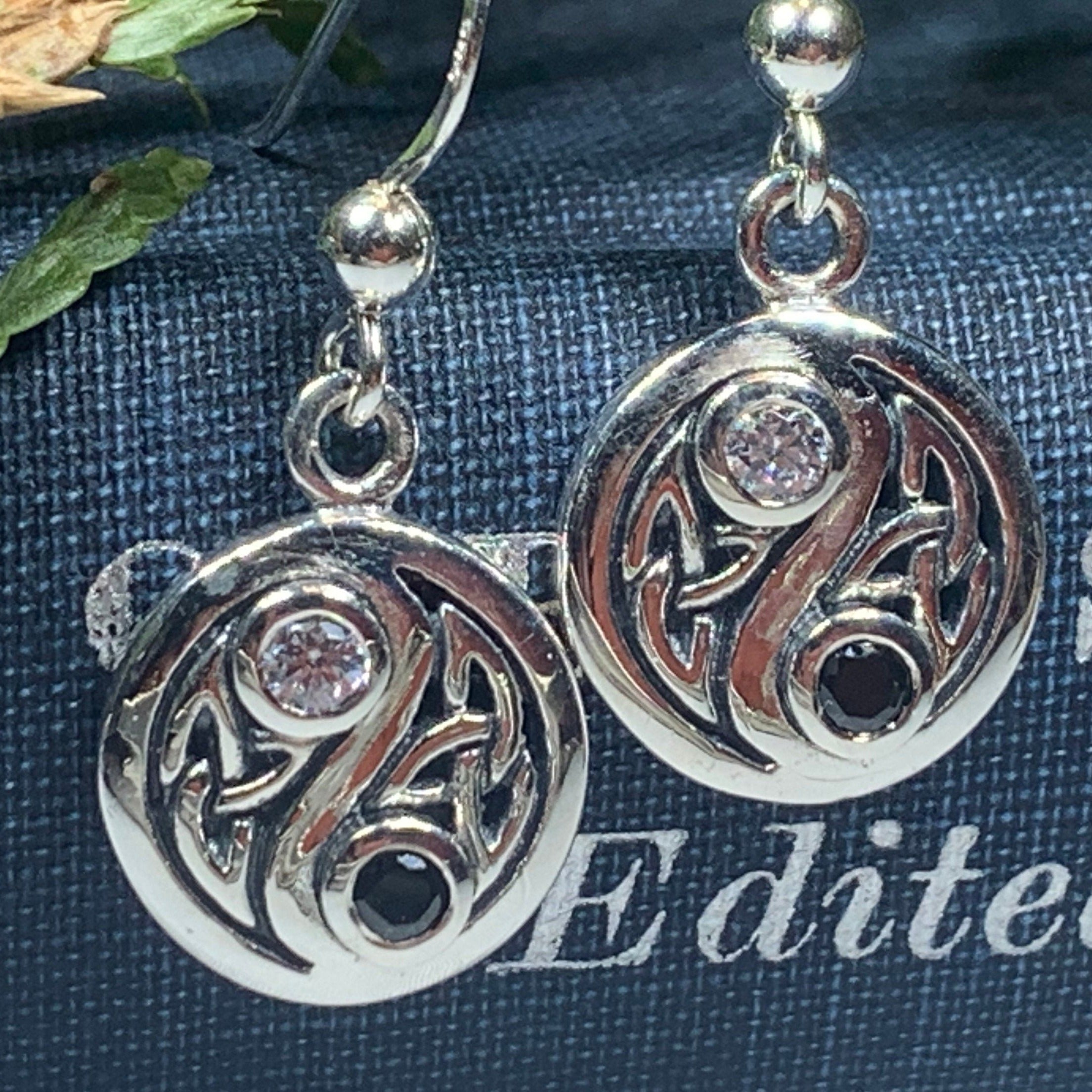 Celtic Yin Yang Earrings in Sterling Silver