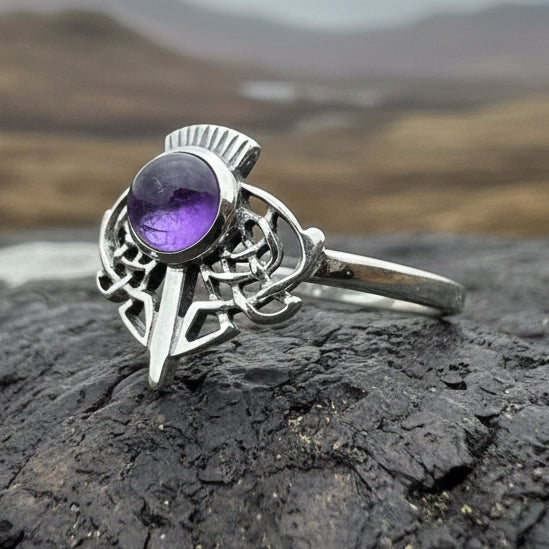 Ailsa Scottish Thistle Amethyst Ring