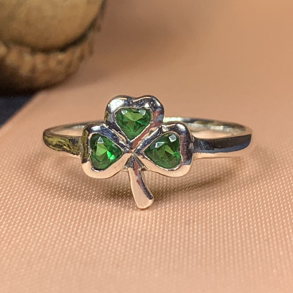 Emerald Isle Irish Shamrock Ring in Sterling Silver