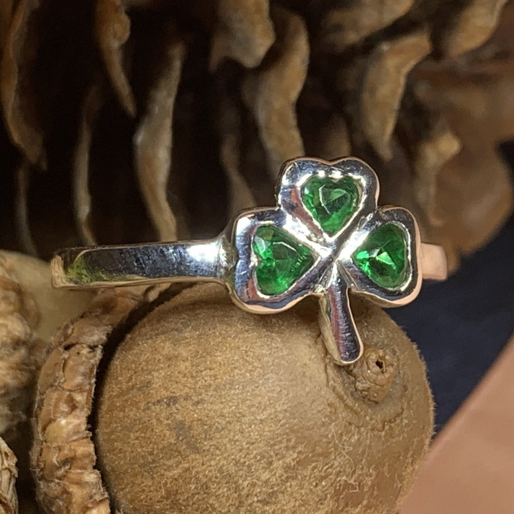 Emerald Isle Irish Shamrock Ring in Sterling Silver