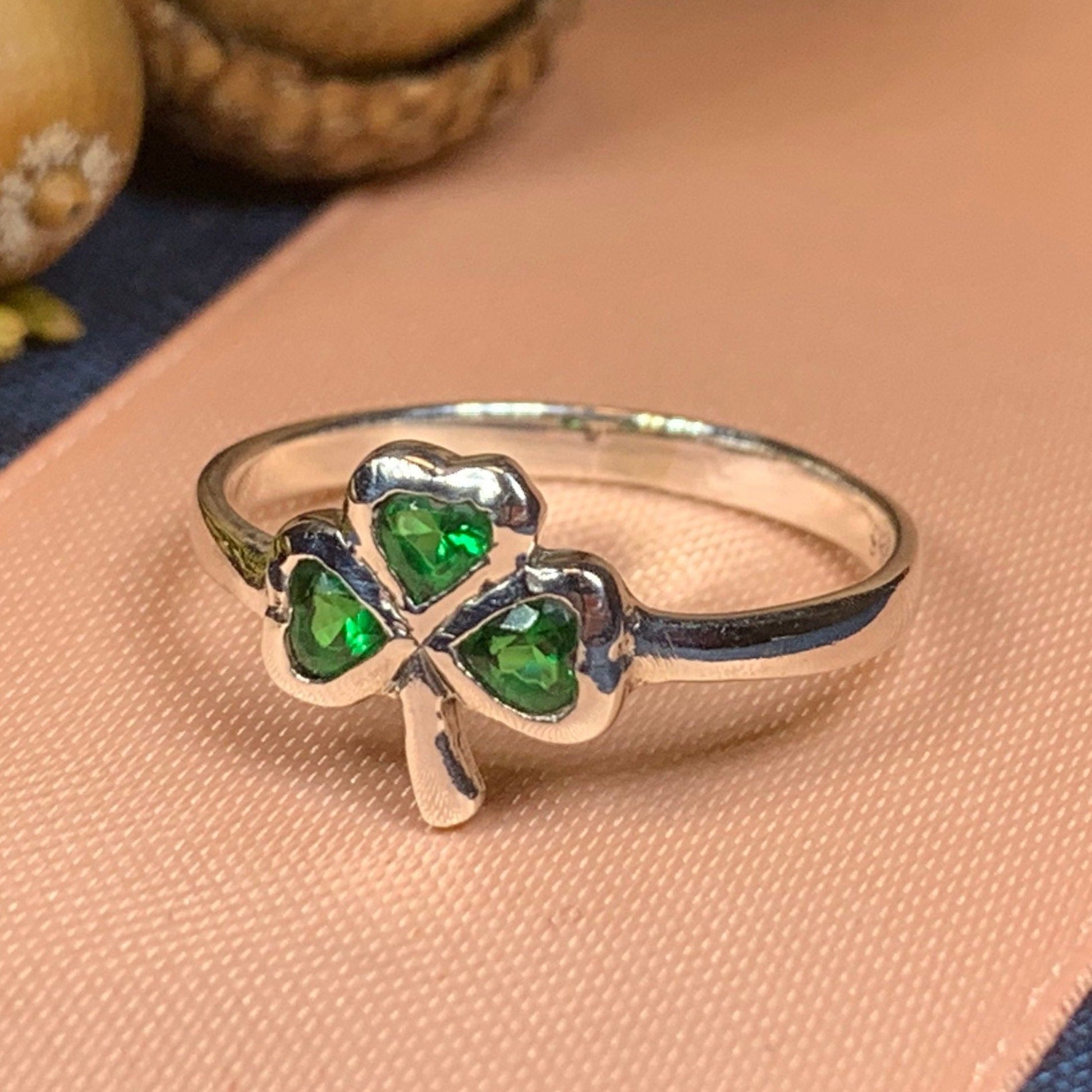 Emerald Isle Irish Shamrock Ring in Sterling Silver