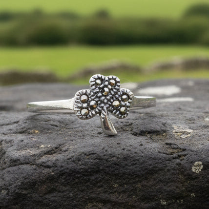 Fáilte Irish Shamrock Ring with Marcasite