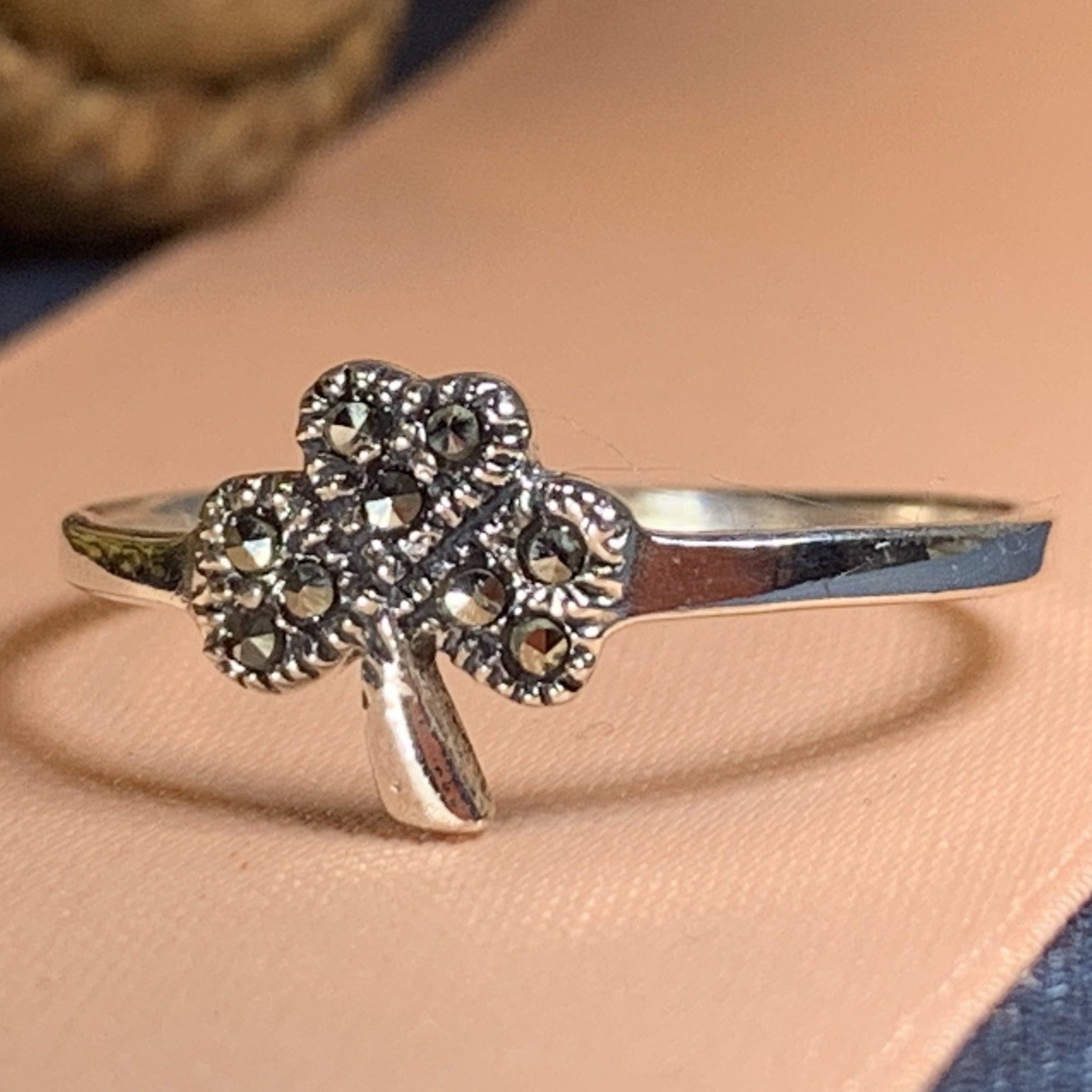 Fáilte Irish Shamrock Ring with Marcasite