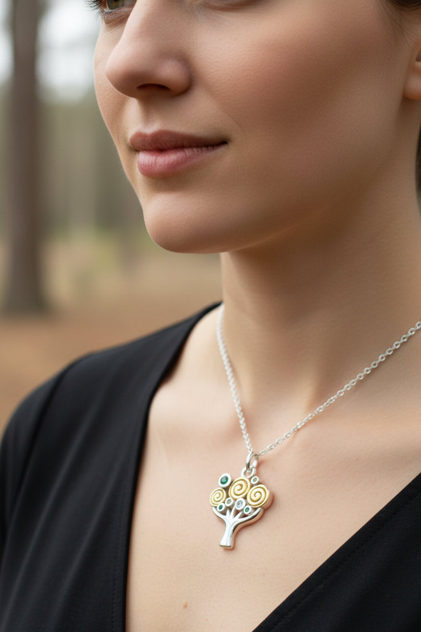 Shades of Green Tree of Life Necklace