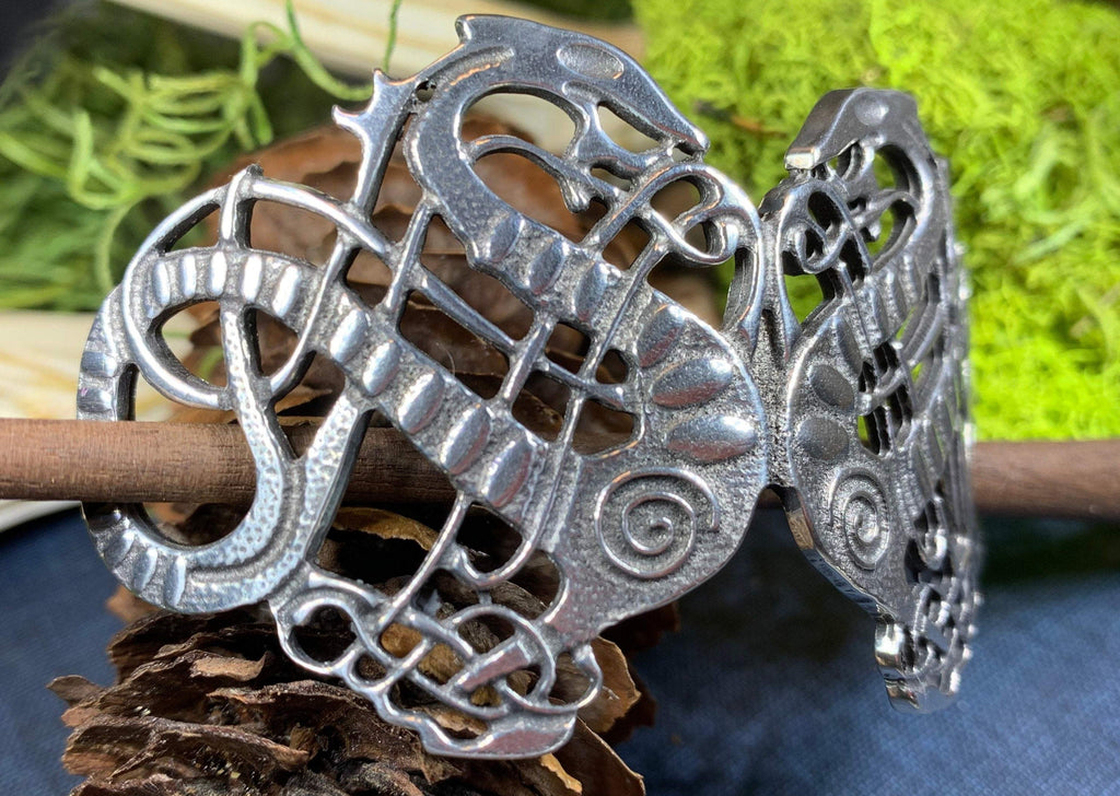 Pewter Celtic Dragon Hair Slide for Women