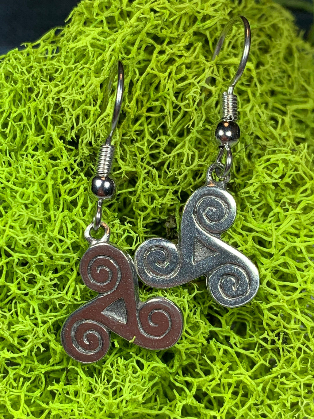 Pewter Triple Spiral Earrings