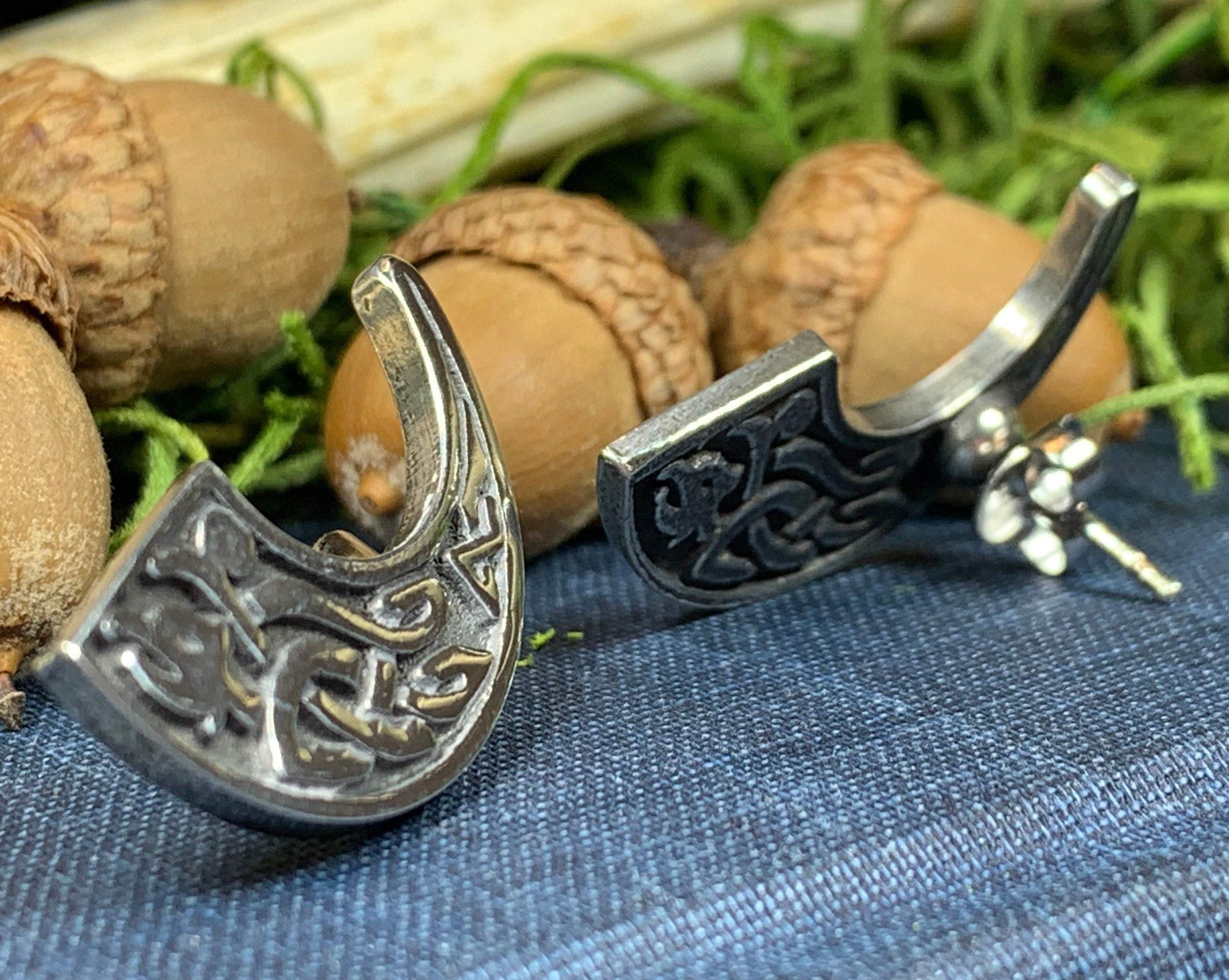 Celtic Dragon Post Back Earrings for Women
