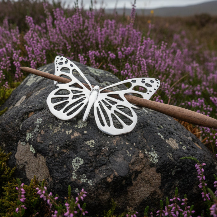Handmade Pewter Butterfly Hair Slide for Women