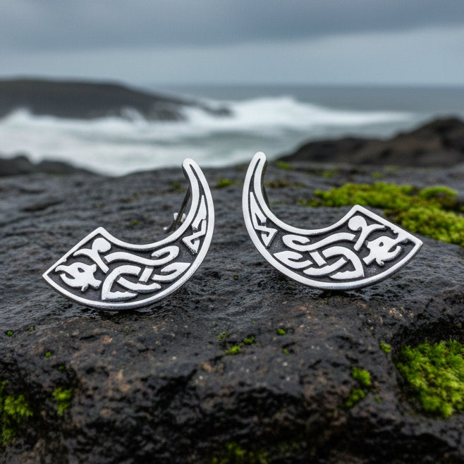 Celtic Dragon Post Back Earrings for Women