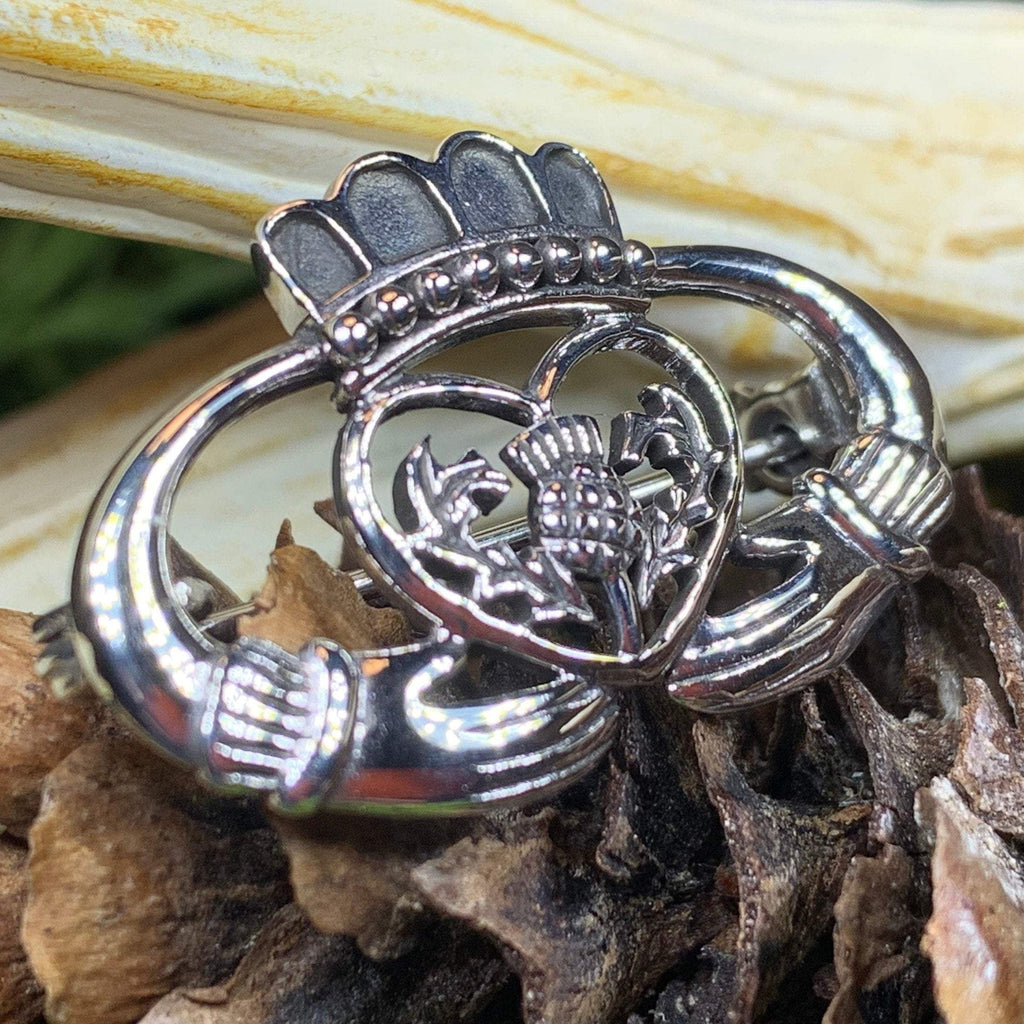 Claddagh Thistle Brooch