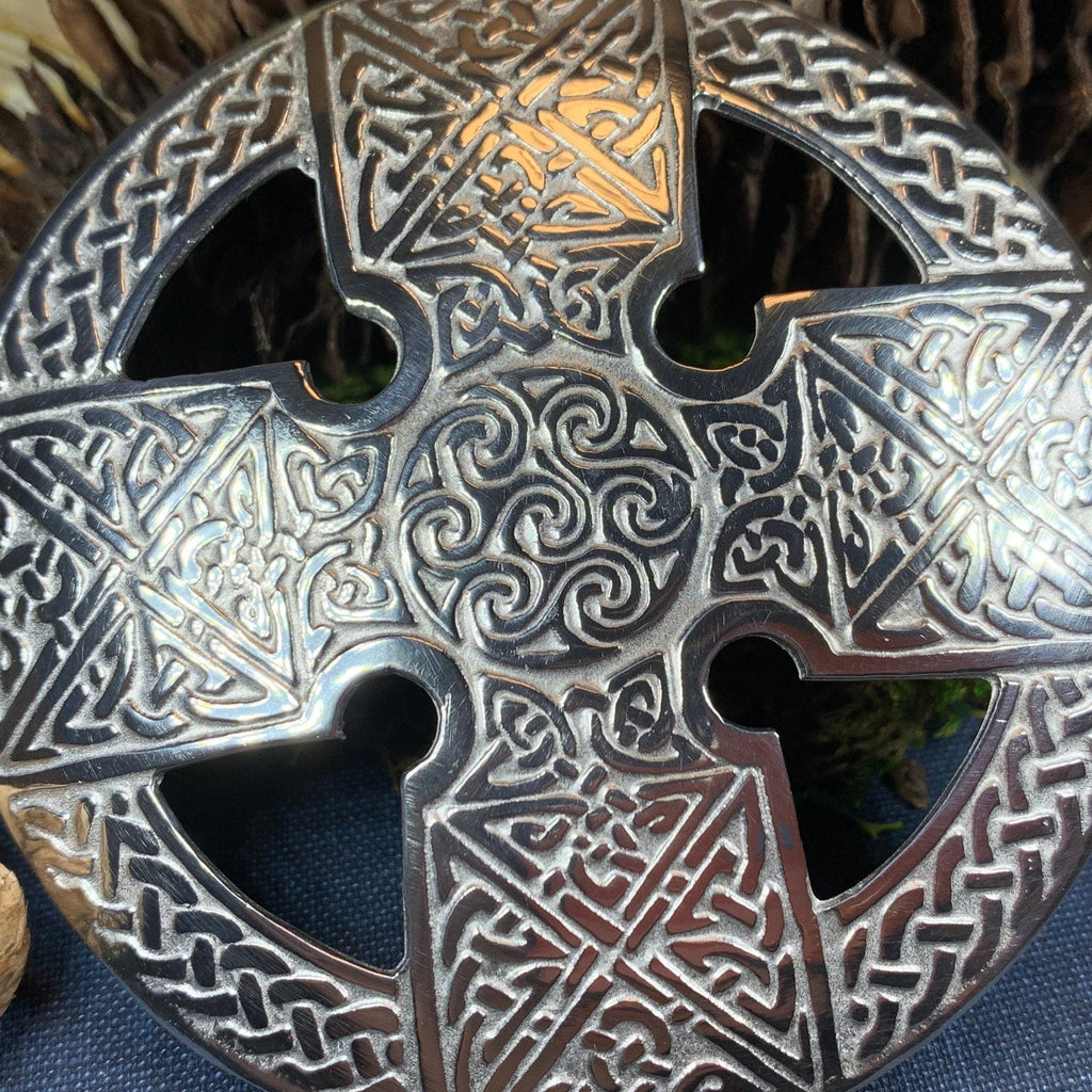Bold Celtic Cross Brooch - Handmade in Scotland
